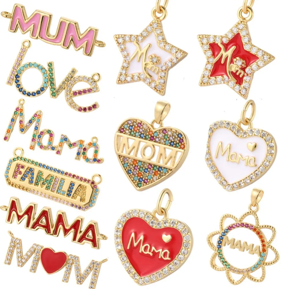 Boho Heart Star Sun Latter Charms for Jewelry Making Supplies Gold Color Enamel Diy Earring Necklace Mother's Day Holiday Gifts