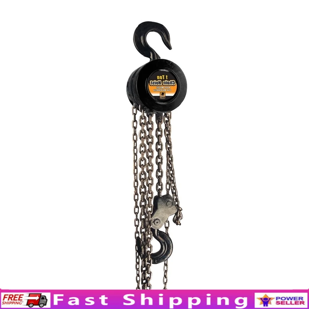 

1 Ton Heavy Duty Chain Hoist Durable Steel Lifting Mechanism Overhead Garage Shop Engine Lift 8ft Capacity Tools Equipment