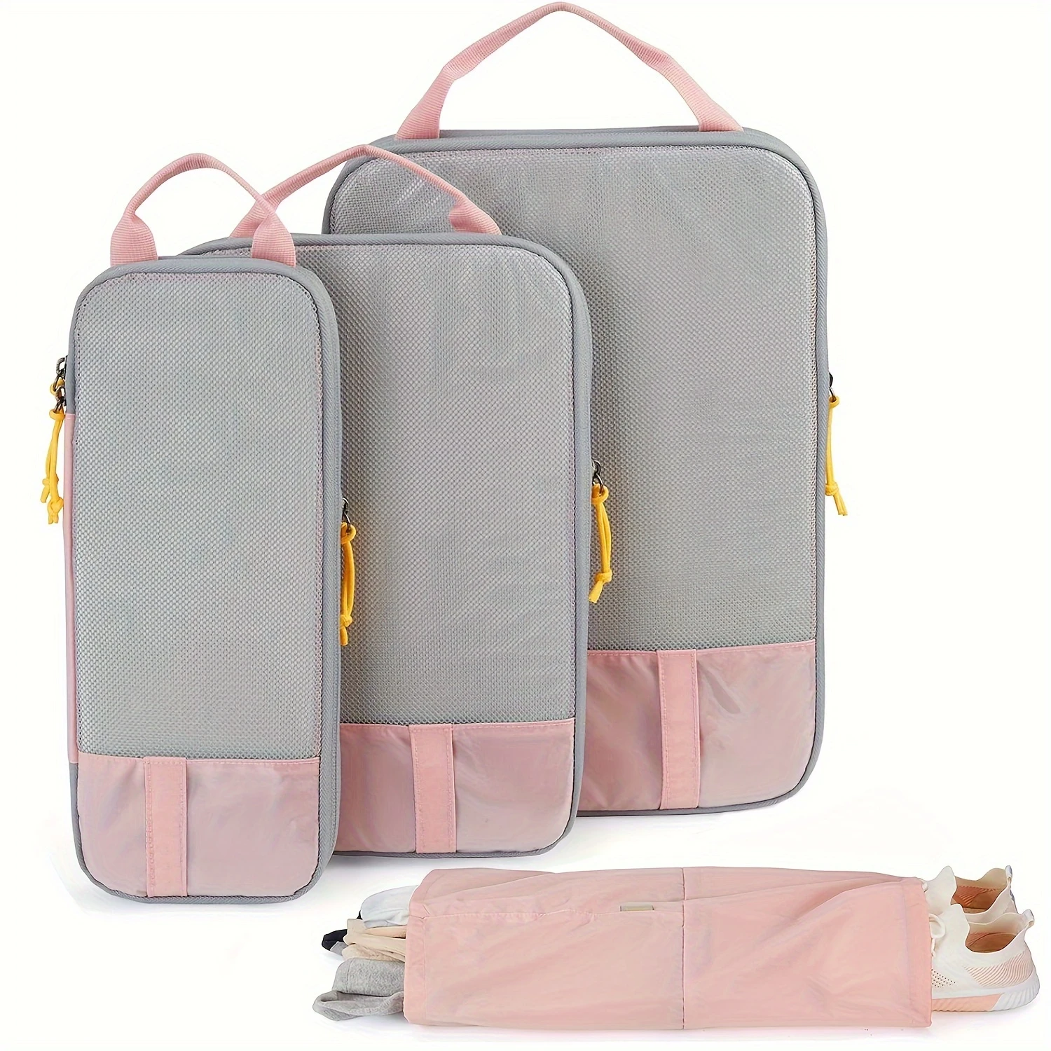 

4Pcs Compression Packing Cubes For Suitcases, Travel Duffel Organizer Cubes, Luggage Suitcase Organizer Bags