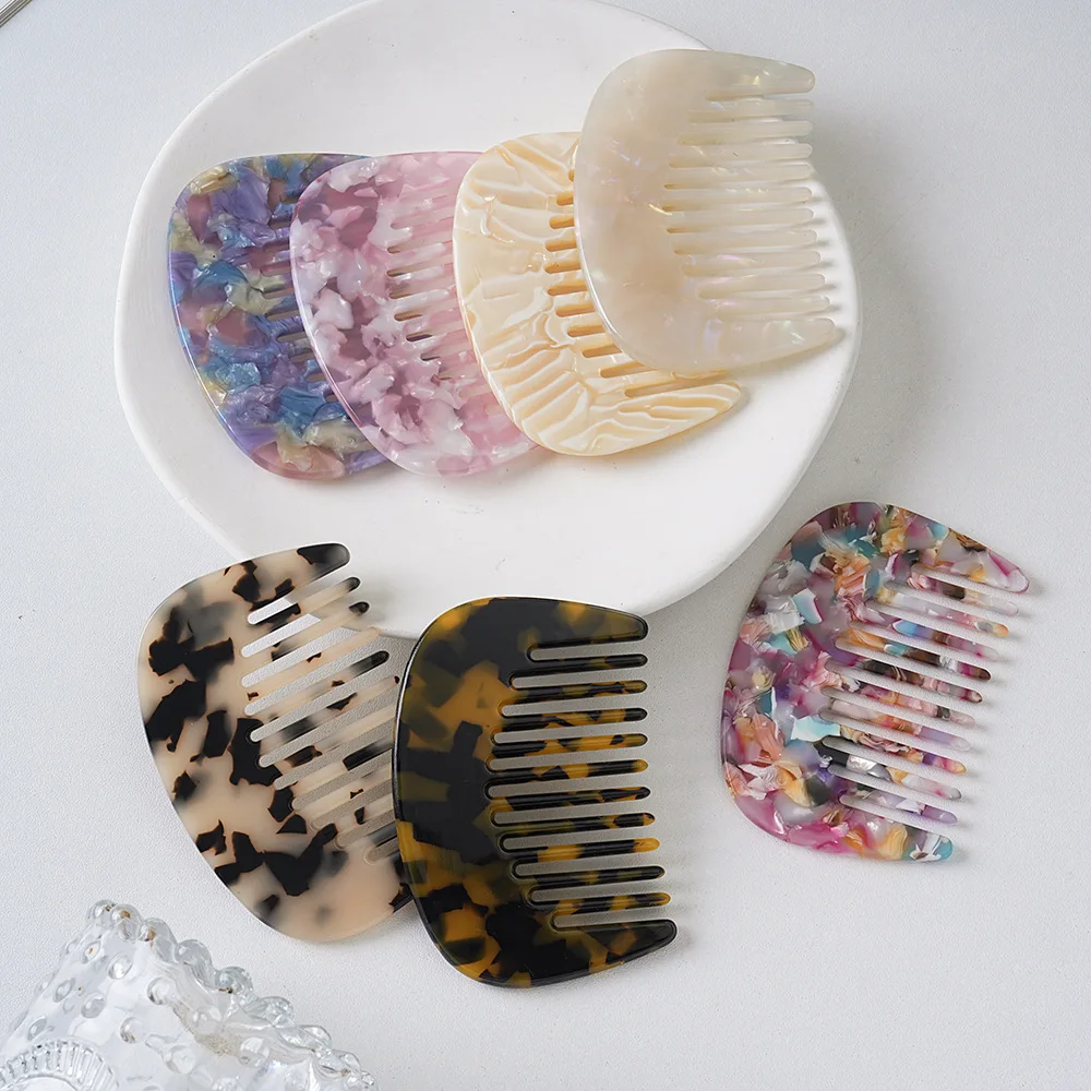 Retro Acetate Anti-static Small Hairdressing Comb Women Girls Marbled Scalp Massage Hairbush Portable Pocket Comb Styling Tools