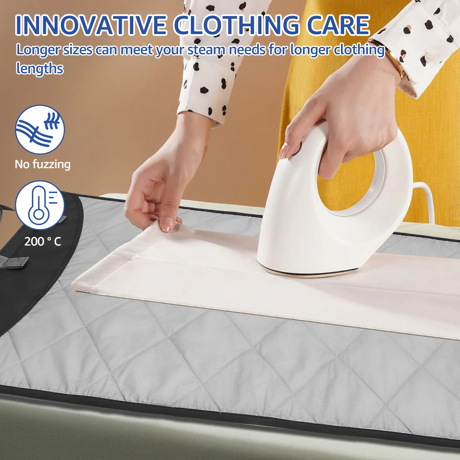 Portable Ironing Mat Hanging Over Door Clothes Steamer Pad Foldable Traveling Press Clothes Protector Mat for Hand Held Steamer