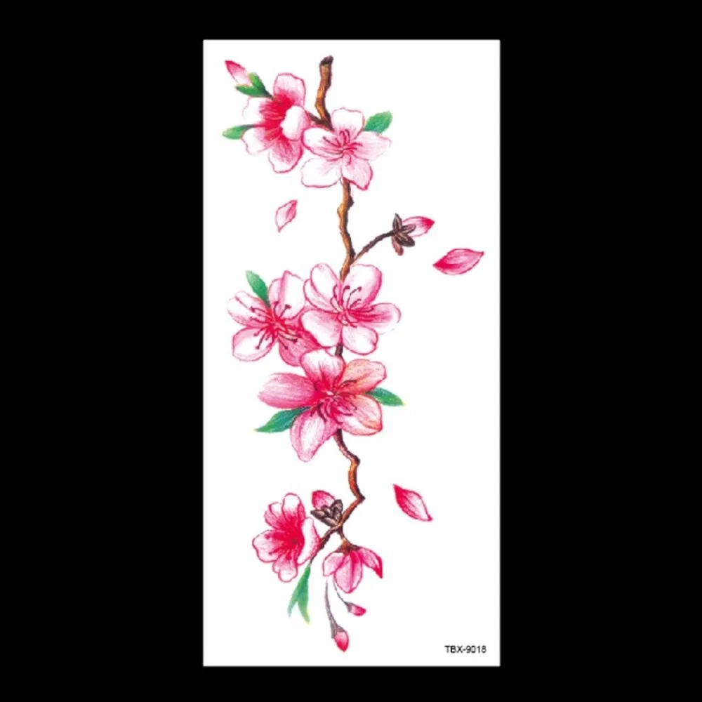 Rose Butterfly Flower Temporary Tattoo Stickers Waterproof 3D Texture Butterfly Tattoo Stickers Personalized Lotus Green Leaf
