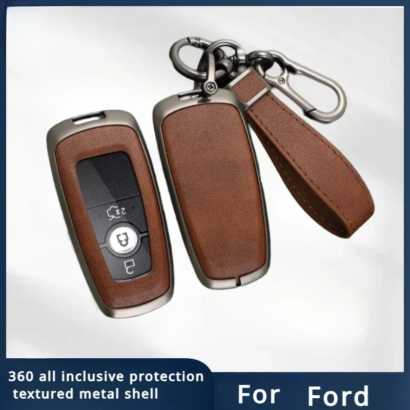 

Zinc Alloy Car Key Case Cover Shell Fob For Ford Edge Fusion Mustang Explorer F150 F250 F350 Ecosport Protector Holder Keyless