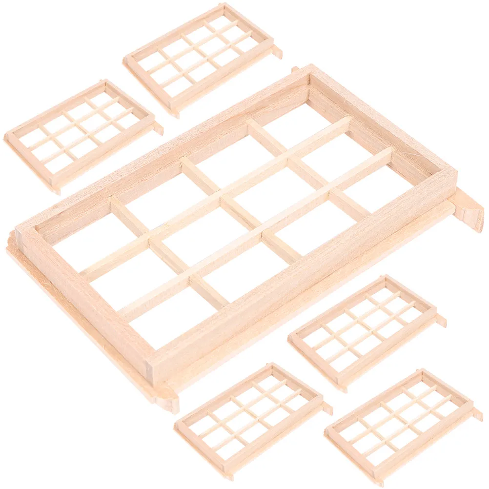 

6Pcs Mini House Accessories Wooden Window Frames Miniature Furniture Ornaments Lightweight Easy Install Tiny House Decorations