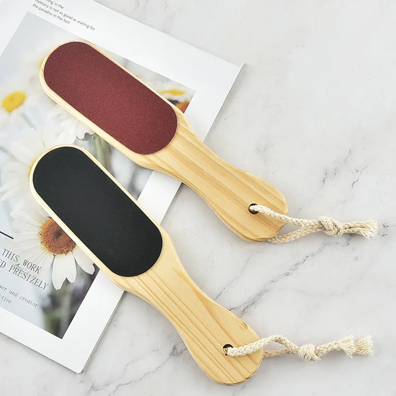 Double Sided Foot File Callus Dead Skin Remover Pumice Stone Wooden Handle Feet Rasp Scrubber Pedicure Grater