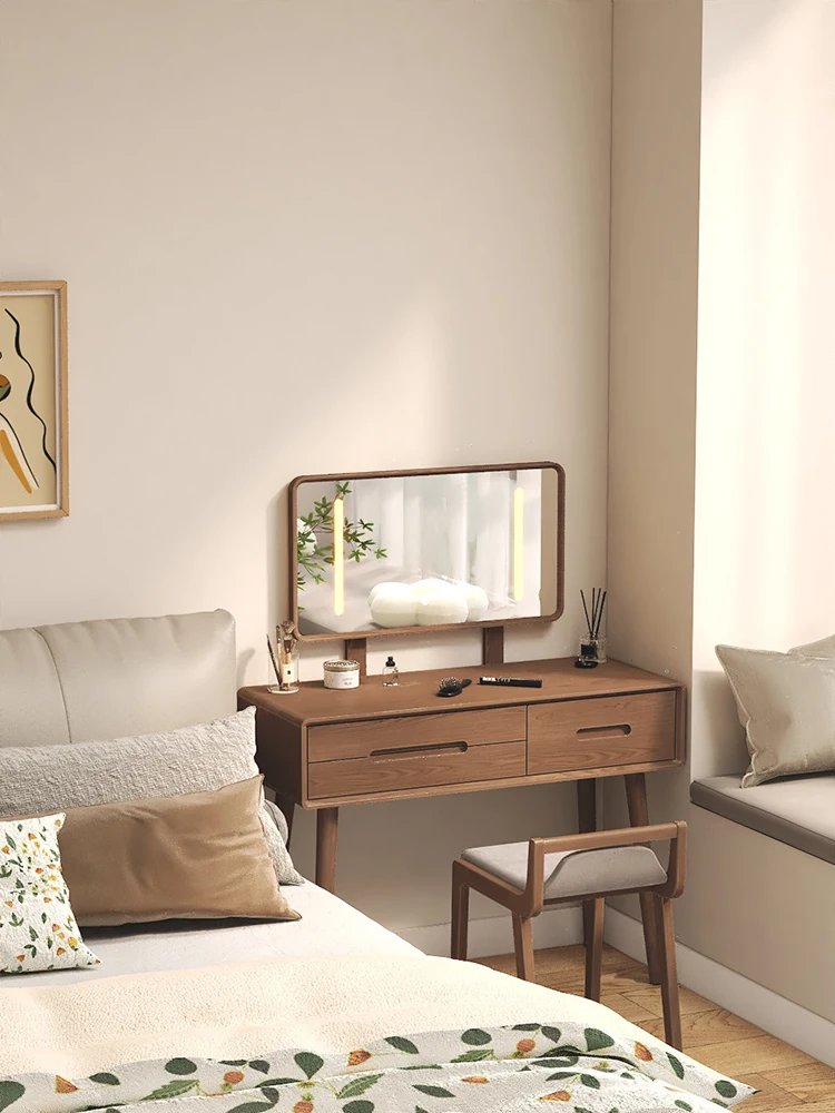 Dressing table made entirely of solid wood, new Chinese light luxury dressing table, modern and simple bedroom dressing table