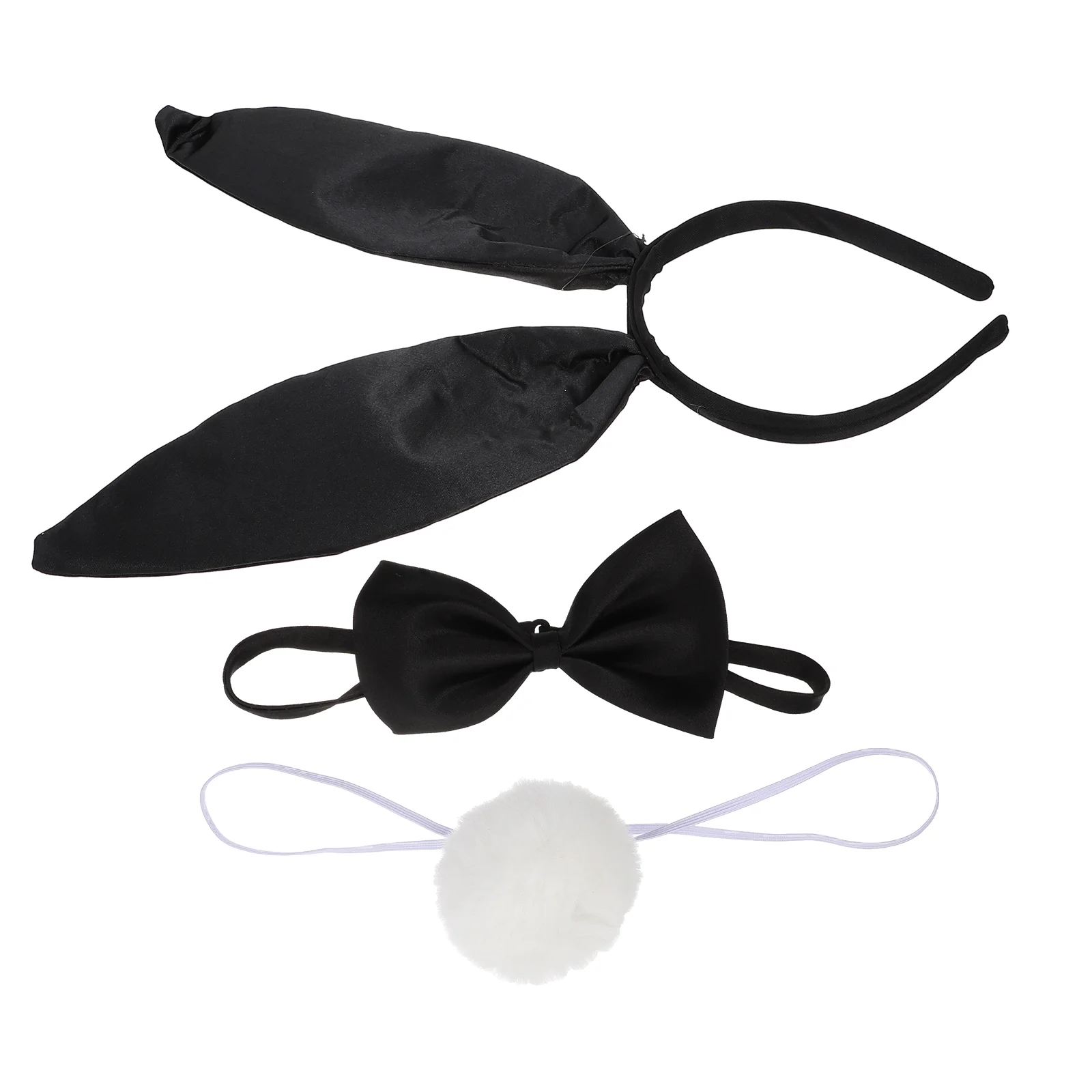 Bunny Ear Headband Rabbit Cosplay Costume Prop Dangle Earrings Party Hairband Accessory Tail Bow Tie Headdress