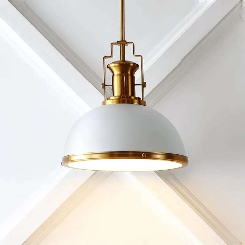 Modern Industrial Iron Diode Pendant with Classic Brass Gold/White Easy-to-Mount E26 Bedroom Base