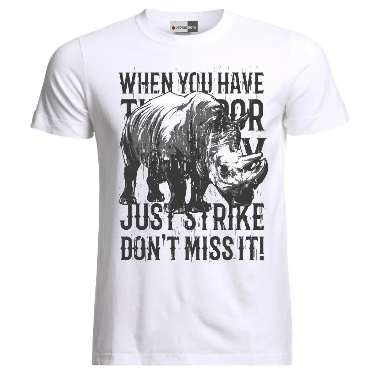 

Rhino Strike Nashorn Rhinoceros Animals Wild Nature T-Shirt. Summer Cotton Short Sleeve O-Neck Mens T Shirt New S-3XL