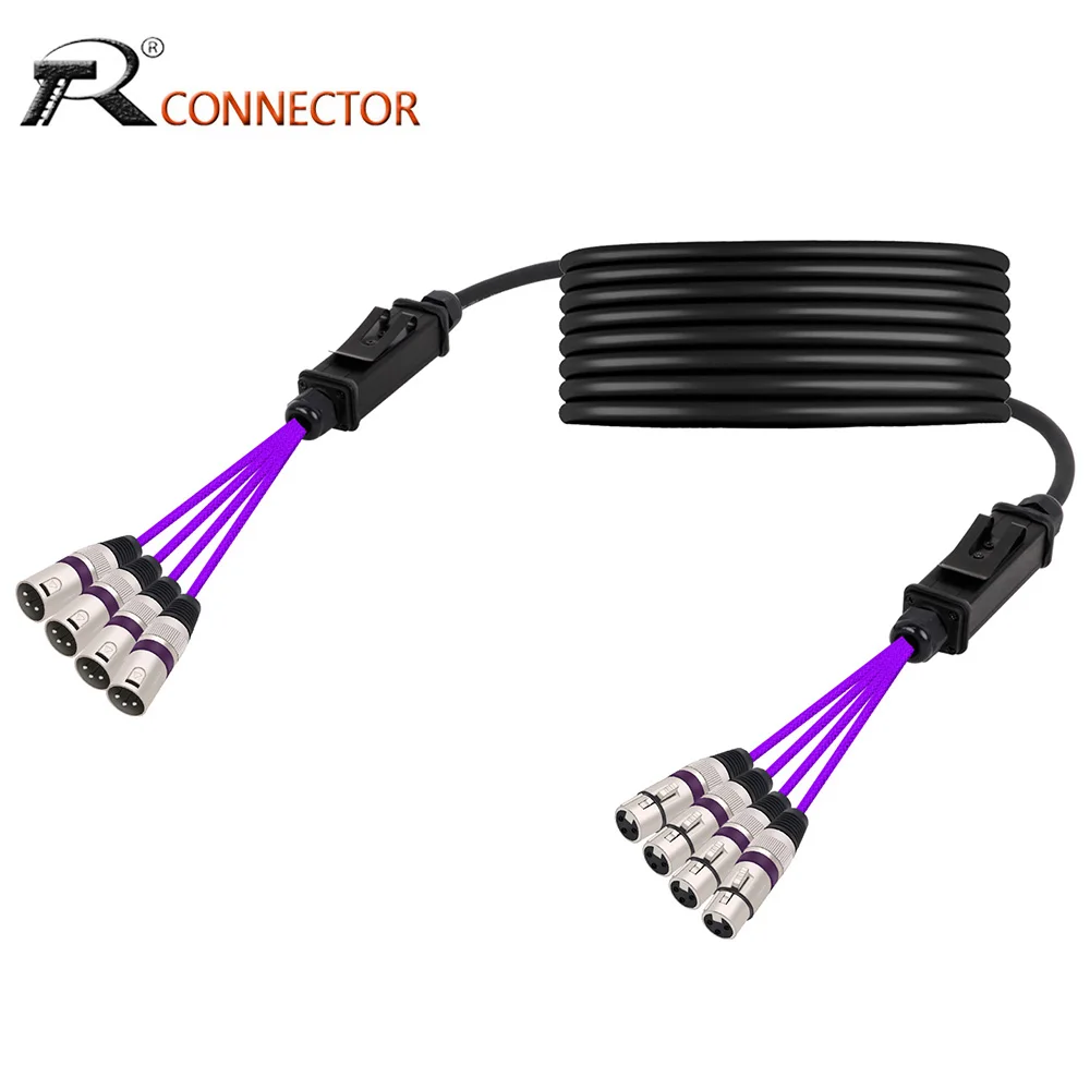 4 Channel Professional Multi-Media 3Pins XLR Male to Female Balanced Transmission Signal Extension Audio Cable