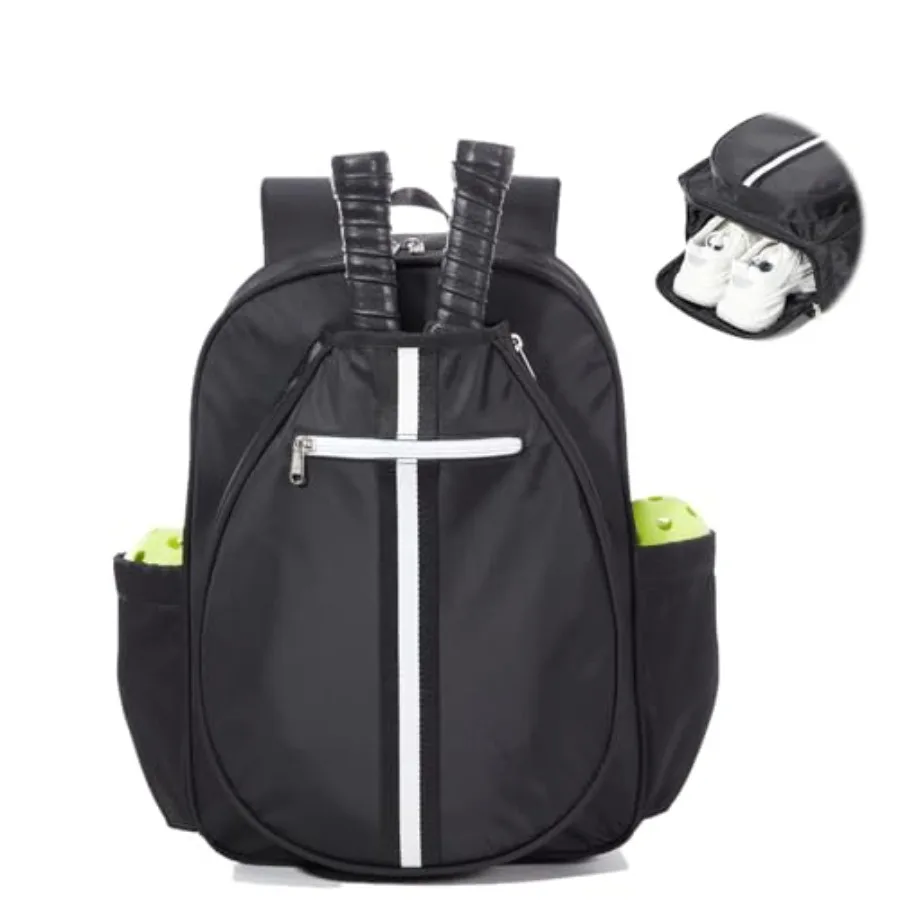 

Pickleball Bag Backpack Fits 2 to 6 Paddles, Large Pickle ball Bags for Men and Women with Shoe Compartment and Fence Hook, Gre