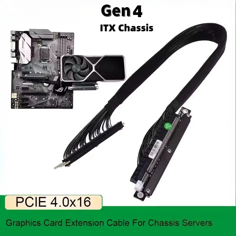 ADT Dual Reverse Turn Right / Left Riser PCI Express 4.0 X16 Bend Graphics Card Extender Cable Gen4 For A4 ITX RTX 4090 RX7900xt