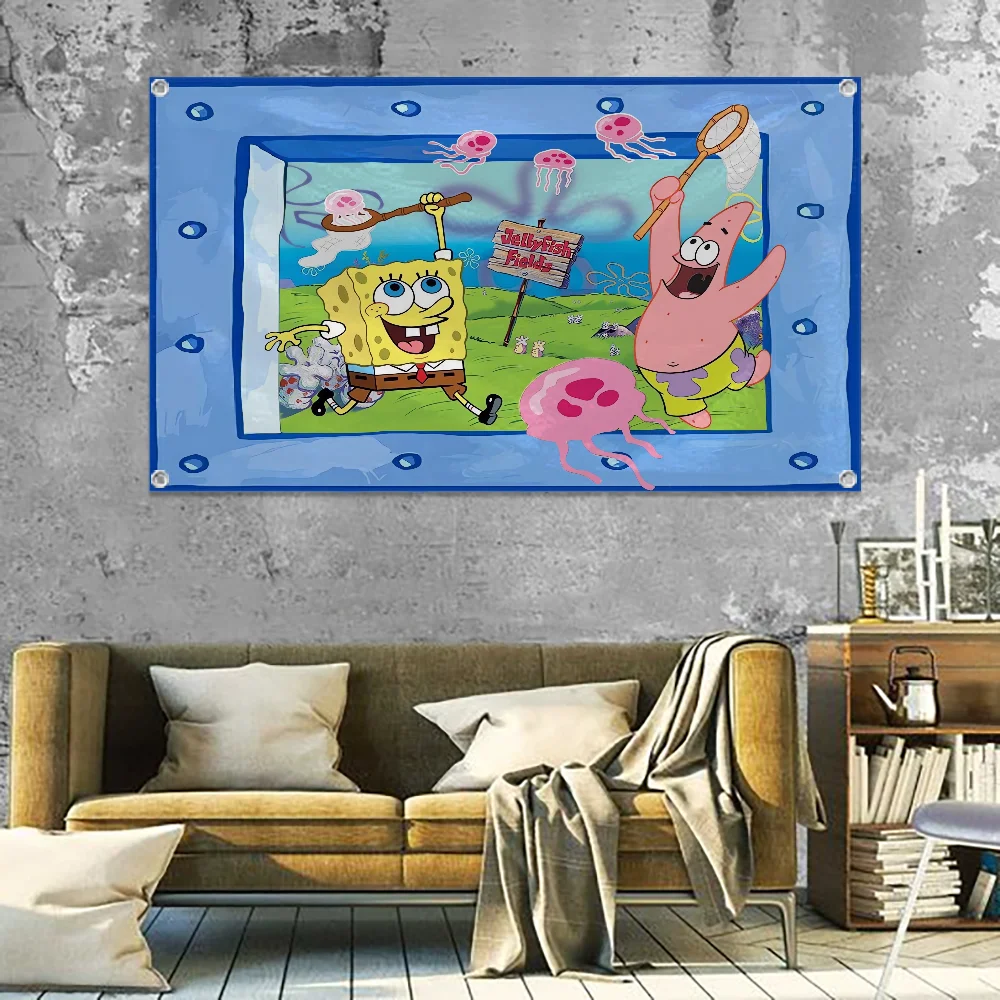 SpongeBob 3D Flags for Bedrooms Funny Flags Decorative Flags Outdoor Decor Flaga Flag to Hang Deco Garage Decoration Decorations