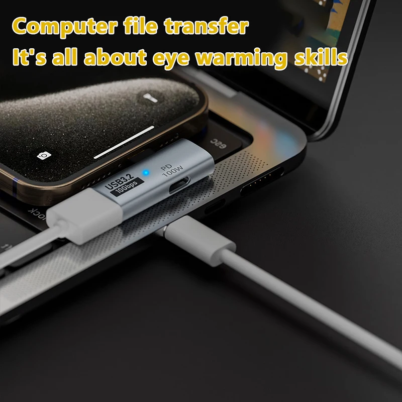 محول USB Type-C 10Gbps OTG 2in1 مع شحن 100 وات PD متوافق مع مفتاح سطح البخار Chromecast لجوجل TV Macbook