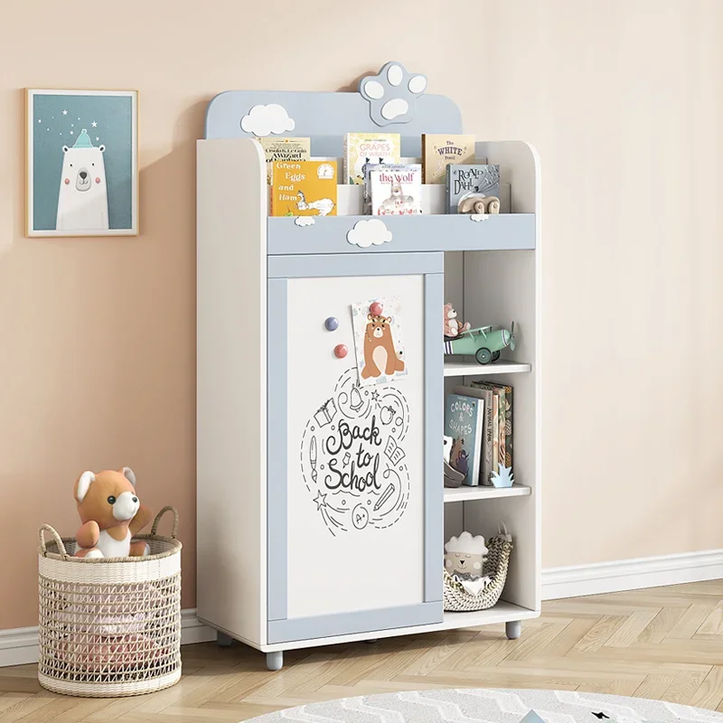 Cartoon Bookcase E0 Environmental Protection Solid Wood Boards Toy Storage Rack Locker Organizing Cabinet Baby Hanger Bookshelf