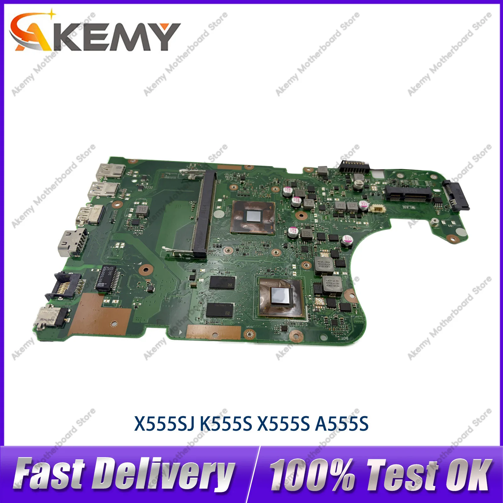 

X555SJ Laptop Motherboard For ASUS VivoBook A555S X555S K555S X555SJ Notebook Mainboard With Celeron CPU 100% tests OK fast ship