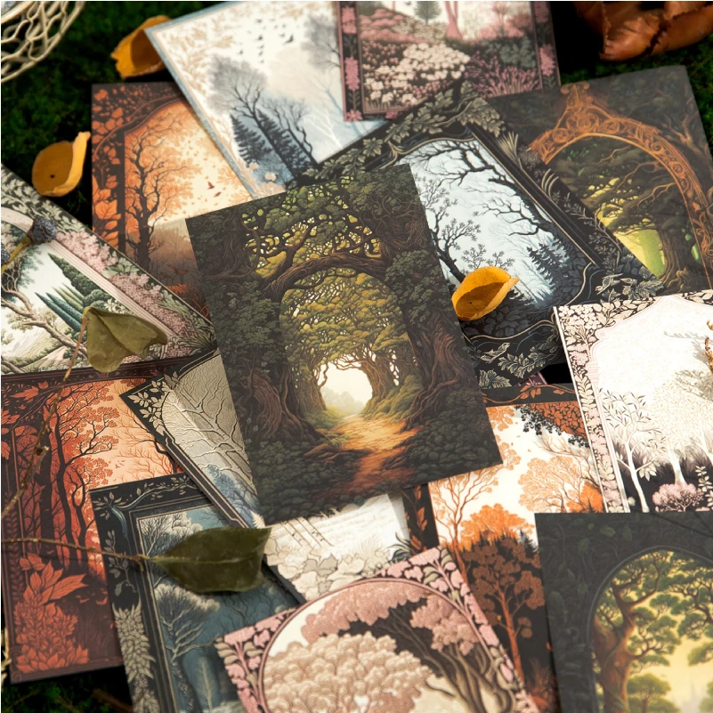30Pcs Forest landscape Paper Material Junk Journal Planner Scrapbooking Vintage Decorative Collage DIY Craft Craft Paper