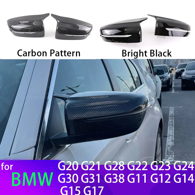 

2pcs Carbon Fiber Look Black Rearview Side Mirror cover Caps for BMW 3 4 5 7 8 I3 Series G11 G12 G15 G16 G30 G31 G38 G20 G21 G28