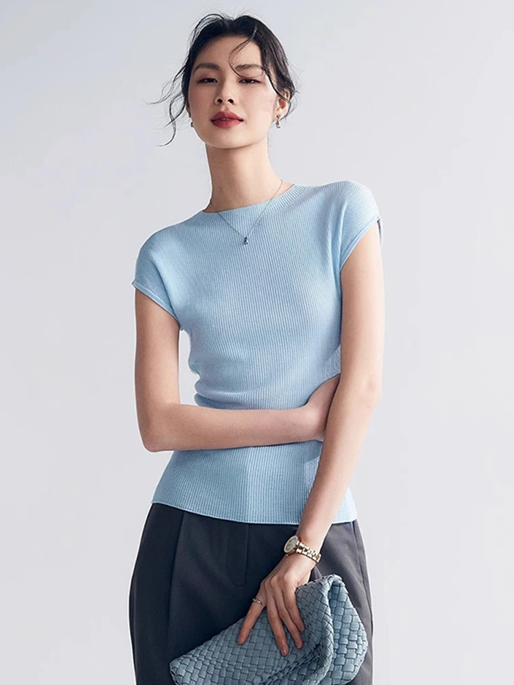 لينة محبوك ort Sve قاعدة علوية irt التخسيس تنوعا تي شيرت لون نقي تصميم بسيط الصيف ملابس داخلية نسائية #2