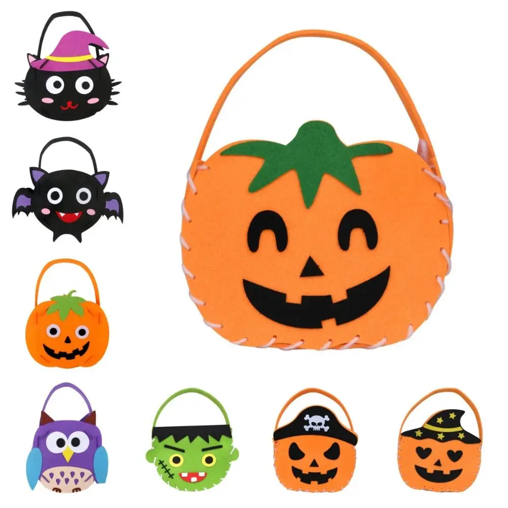 Storage Bucket Halloween Candy Bag Halloween Decoration Trick Or Treat Halloween Bag DIY Material Ornament Gift Basket Props