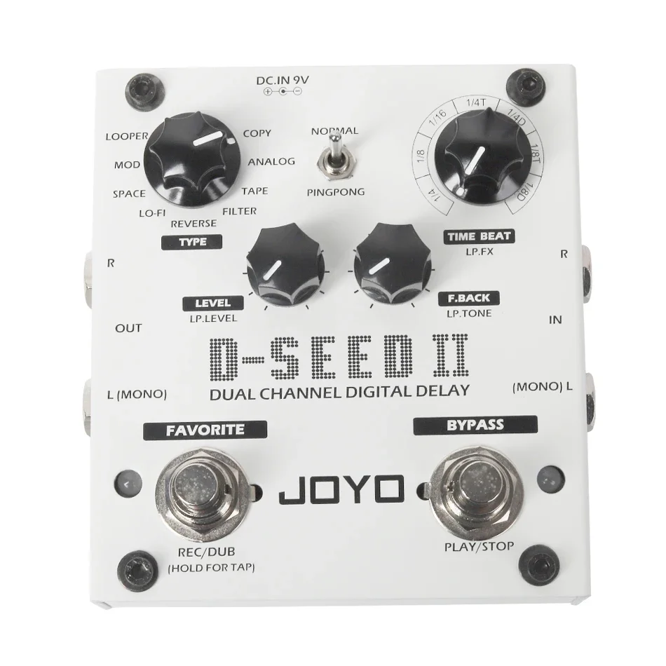 JOYO D-SEED II Stereo PingPong Effect Guitar Pedal Delay Looper Function Tape Recording Simulation Copy Analog Reverse Effects