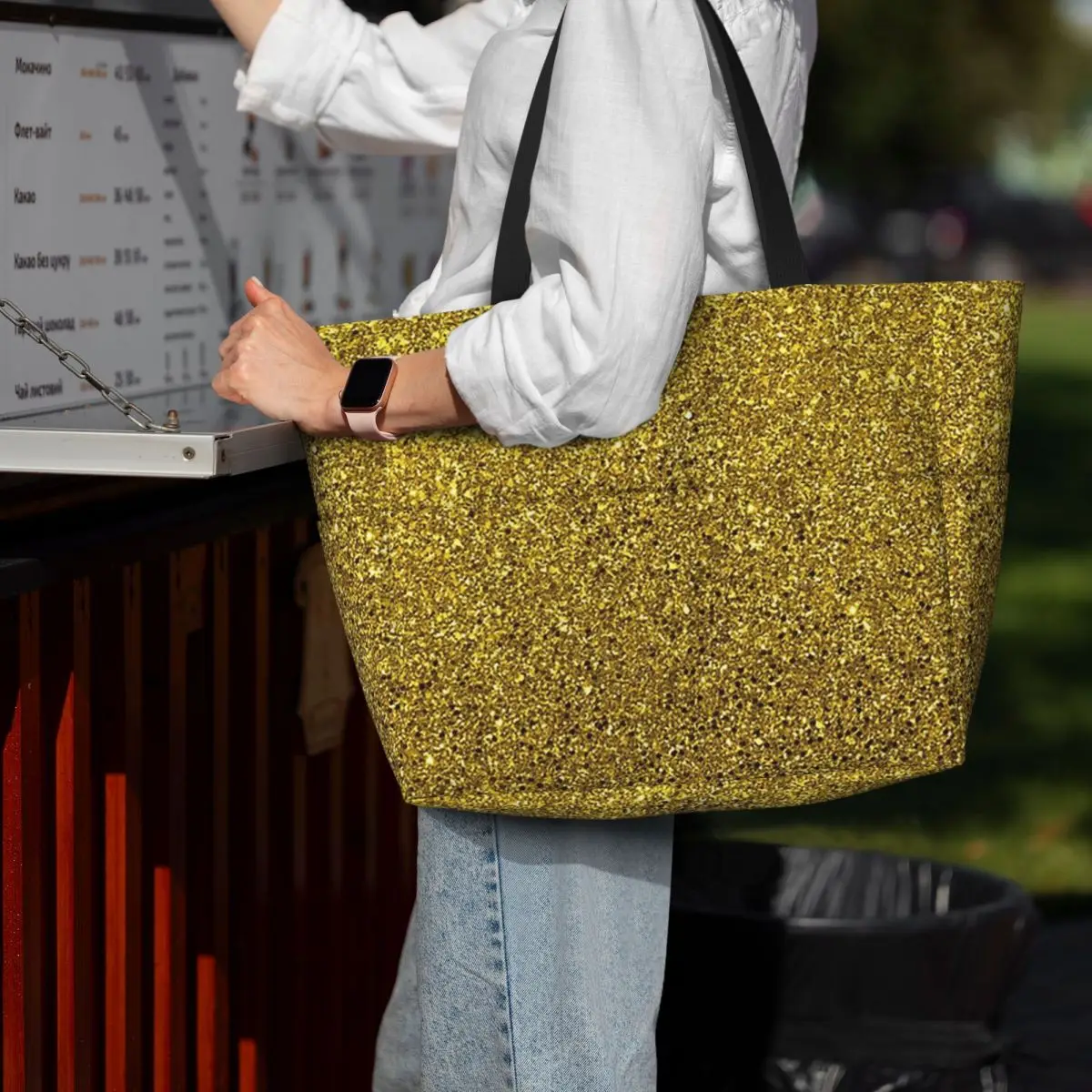 

Gold Glitter Abstract Beach Tote Bag Sport Gym Yoga Duffle Large Tote Bag Women Travel Bag Fitness bag