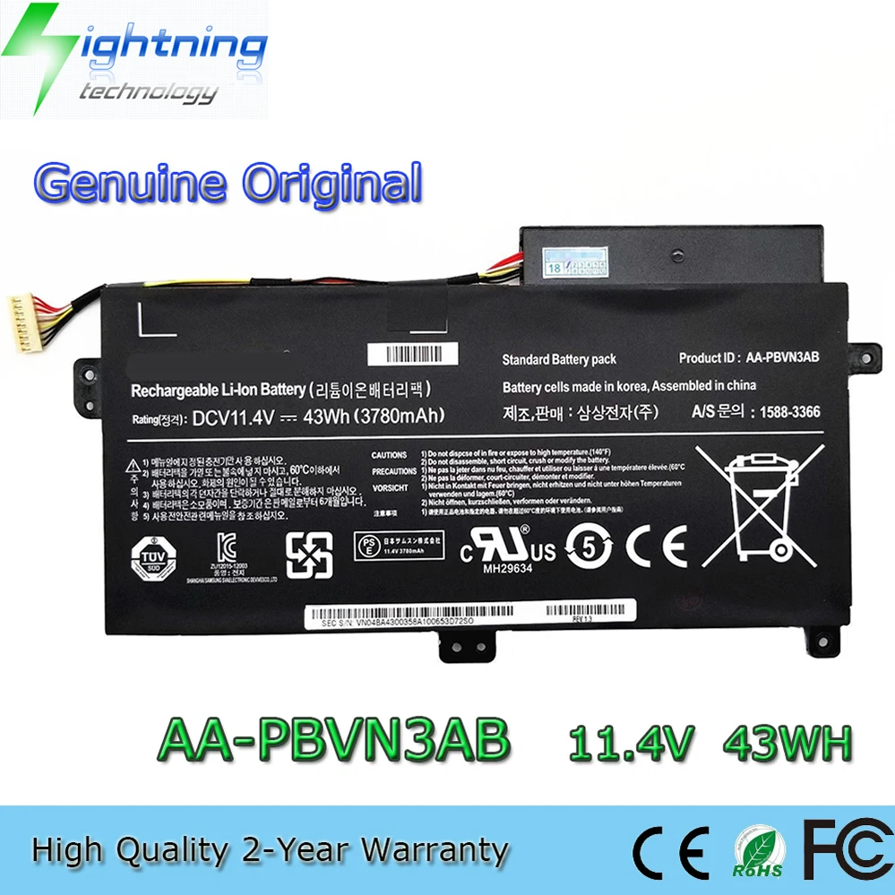 

AA-PBVN3AB Аккумулятор для ноутбука 11,4 В 43 Втч для Samsung NP370R4E NP370R5E NP450R4V NP470R5E и т. д.