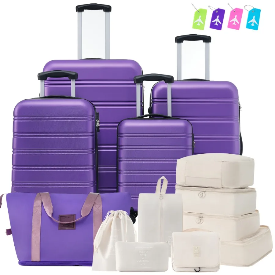 Hardshell Luggage Sets 4 Pcs Bag Spinner Suitcase With TSA Lock Lightweight-16 20 24 28 Luggages