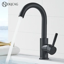 Matte Black Bathroom Basin Faucet 360 ° Rotating Cold And Hot Wash Mixer Crane 304 Stainless Steel Sink Tap Single Handle