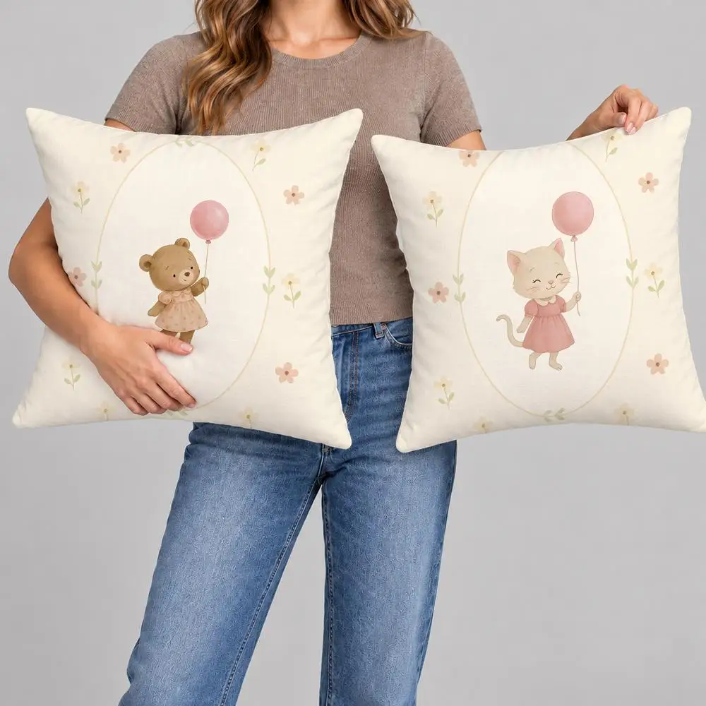 Cute duck and balloon Cushion Cover Throw Pillow Covers Decorative Cushion Covers for Sofa Living Room Halloween Decor