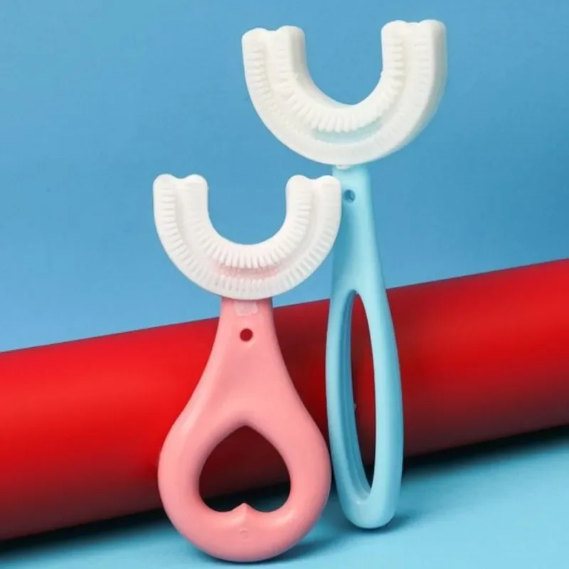 

360° U-Shaped Baby Toothbrush Soft Silicone Teether Teeth Cleaner for Infants Toddlers BPA Free Oral Care
