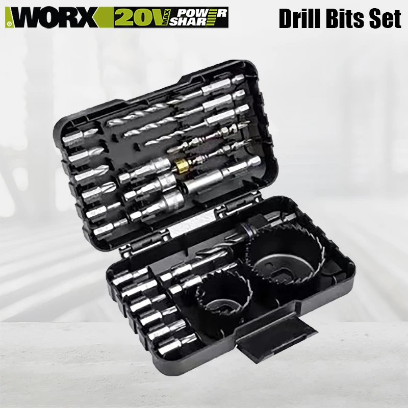 

Worx Drill Bits Set WA1626 26Pcs with Phillips Hexagon Torx Extend Rod Twist Sleeve Hole Bit for Woodworking and Metalworking