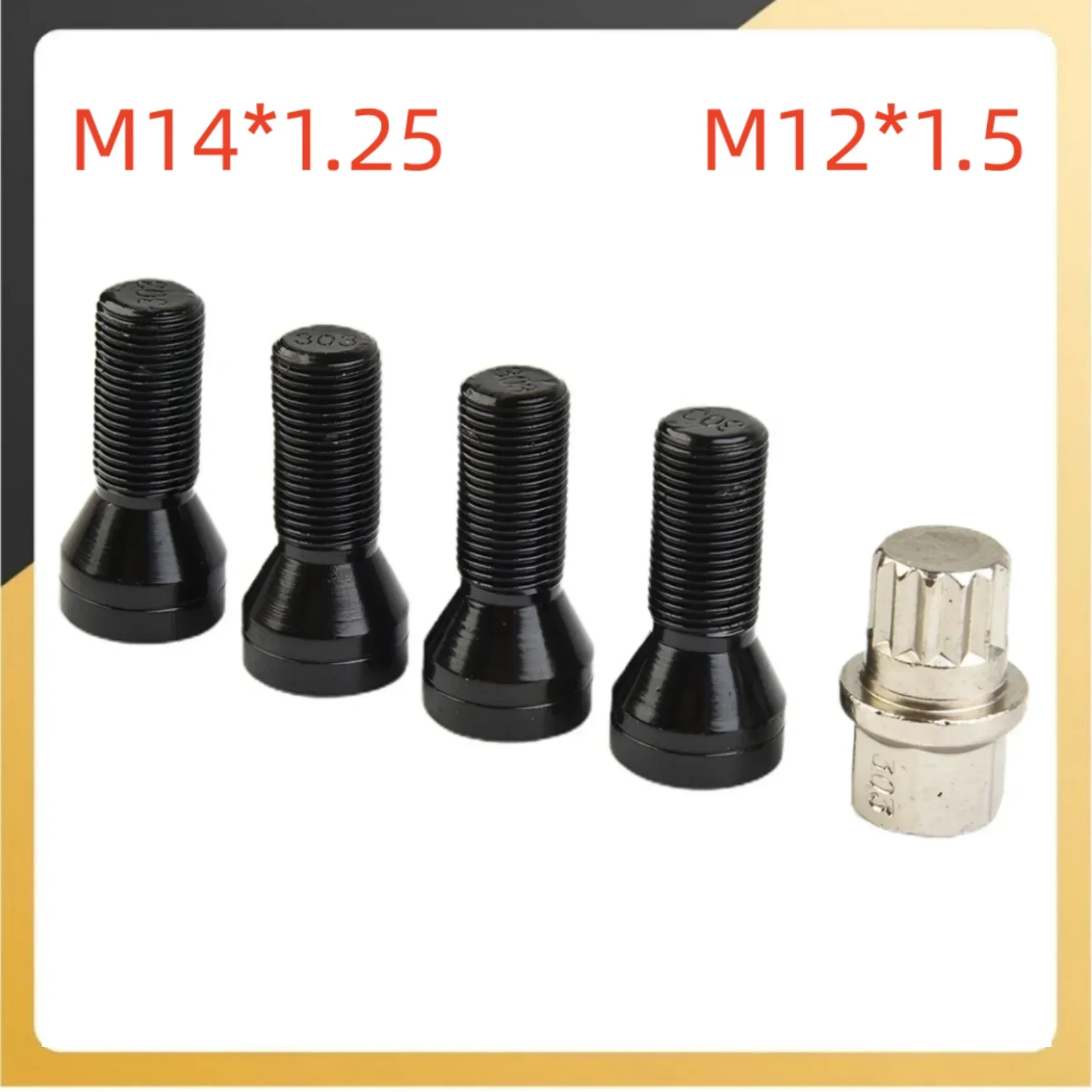 4Pcs/kit M14x1.25 M12x1.5 Wheel Locking Bolts Anti-theft Wheel Screw Bolt Lock Nut Key 36136776076 For BMW X3 X6 Z4 For MINI