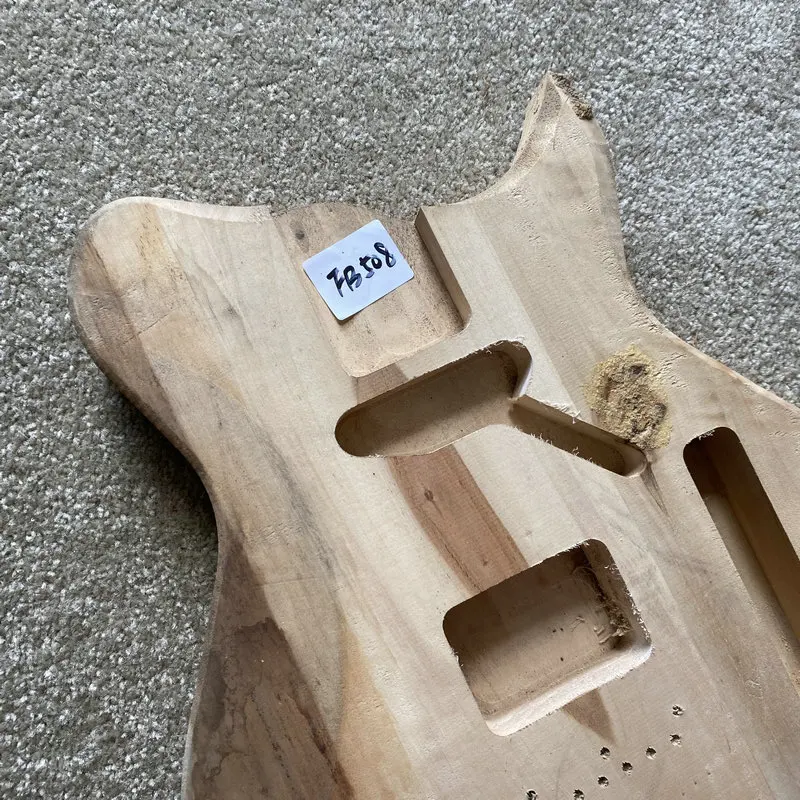 FB508 Washburn Mini Tele Electric Guitar Unfinished TL Guitar Body in Solid Basswood for Replace and DIY Travel Guitar Size