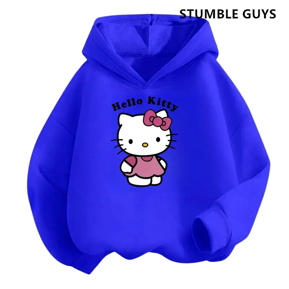 طقم كنزة بغطاء رأس وسراويل طويلة للأطفال من Kawaii Hello Kitty ، بدلة رياضية غير رسمية ، سترة كورمي مضحكة ، ملابس للأولاد ، مجموعتين