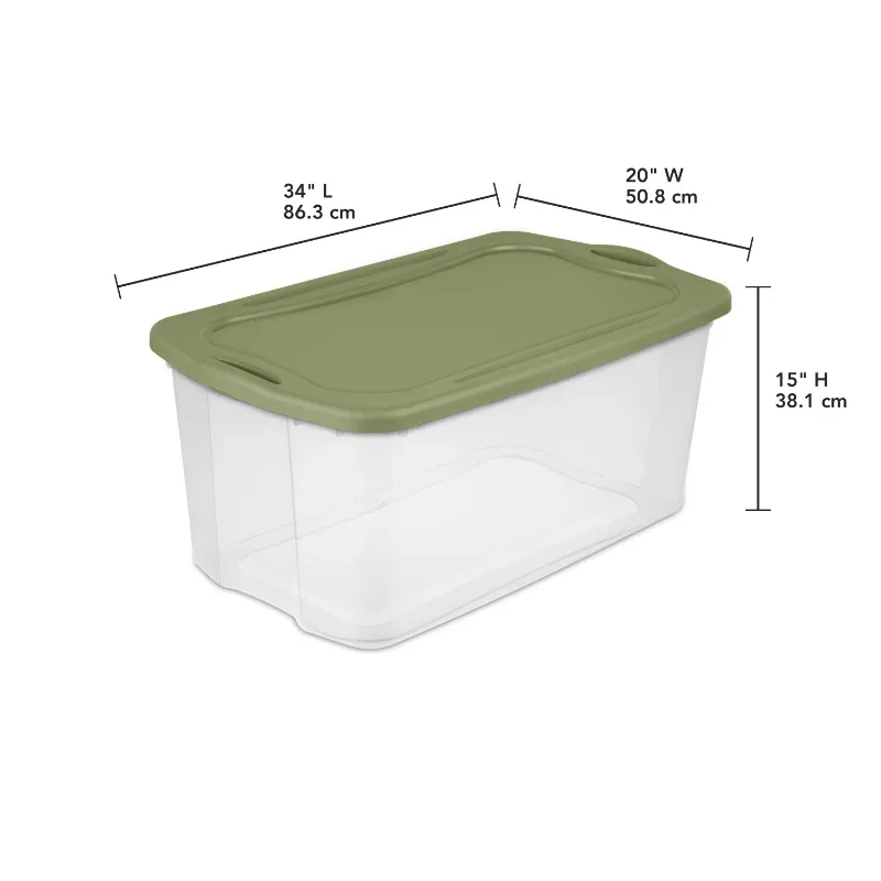 Steri lite 120 Quart EZ Carry, contenitore portaoggetti in plastica trasparente, manici full-grip, verde