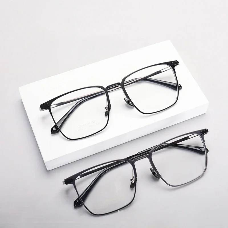 Aluminum Titanium Glasses Men’s Filter Blue Light Computer Frame Eyeglasses Photochromic Gray Lenses Square Optics Glasses