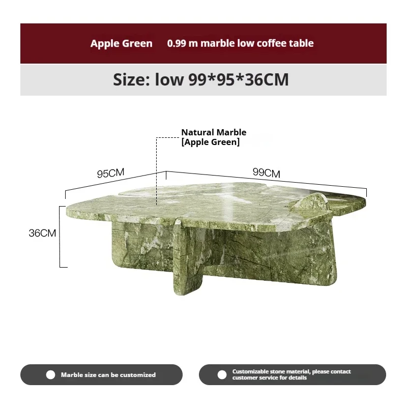 L07 Designer Natural Marble Coffee Table Set, Italian Minimalist High-Low Nesting Tables for Small Living Room, Customizable