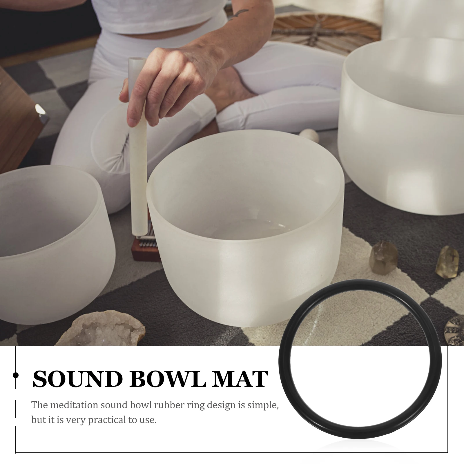 

2 Pcs Music Bowl Washer Rubber Ring Mat Cushion Sound Singing Rings Pad Yoga Bowls