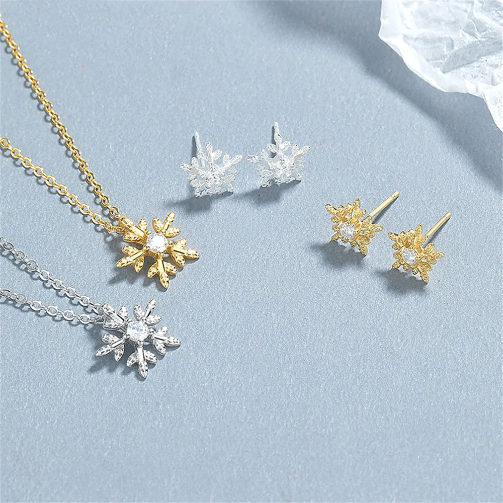 

Women's Korean Style 925 Sterling Silver Collarbone Chain, Snowflake Element, Sweet INS Versatile Luxury Jewelry