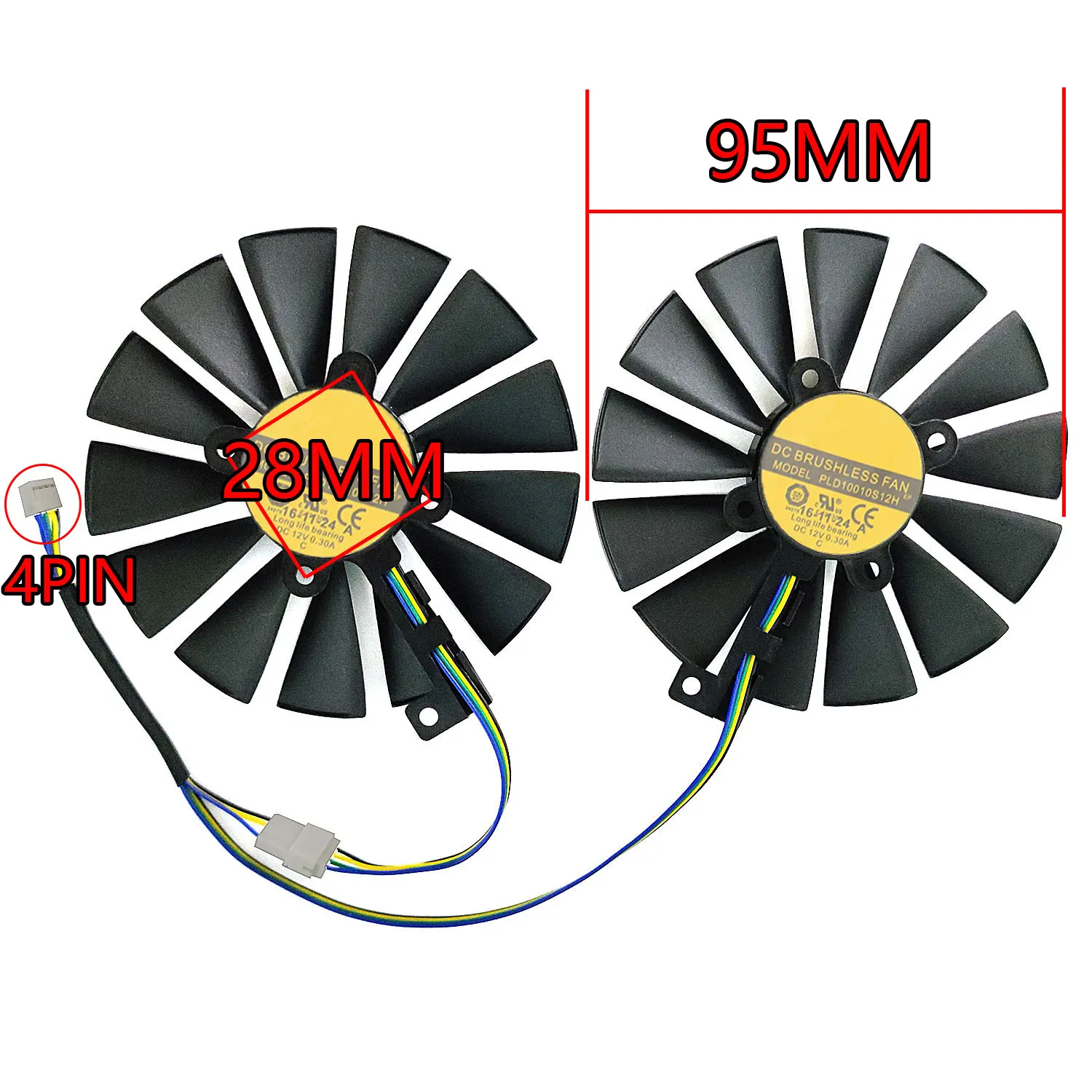 Nowy wentylator 2FAN 95MM T129215SM FDC10M12S9-C GTX 1050 GPU, dla ASUS RX 580 570 470,ASUS GTX 1070TI 1050TI 1050 karta graficzna wentylator chłodzący