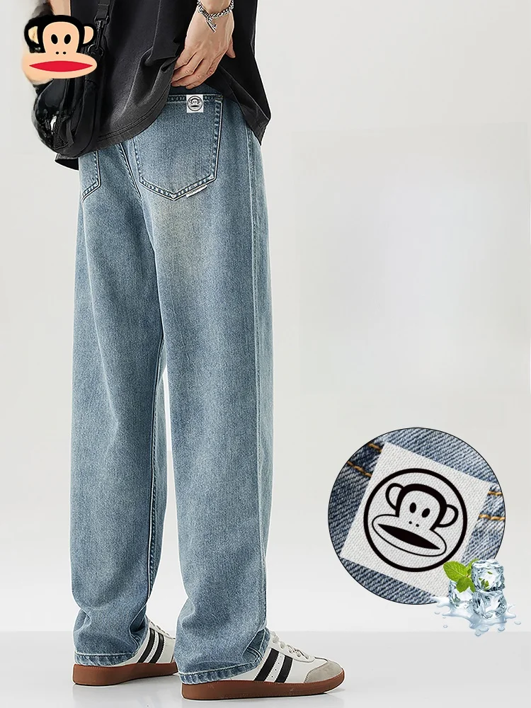 

PaulFrank Men's Straight Leg Jeans American Retro Waed Denim Summer Cool Feeling Loose Fit Youth Trend