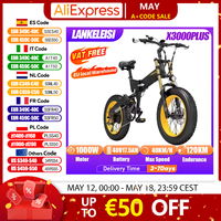 LANKELEISI X3000PLUS Folding Electric Bicycle 1000W 48V17.5AH Hydraulic Brake Electric Bike 20*4.0 Inch Fat Tires Mountain Ebike