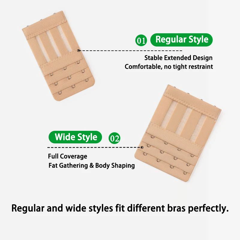 【2-Pack】Fishbone Bra Extender with Four Rows of Hooks, Elastic and Breathable, Three-Row Three-Hook Extension Hook, Four-Hook Bra Hook, Four-Hook Bra Clasp