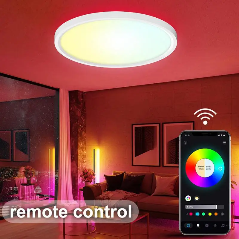 

LED Ceiling Light Flush Mount Smart Hallway Light Fixtures With RGB Backlight 12 Inch Ceiling Lamp Dimmable Lighting For Bedroom