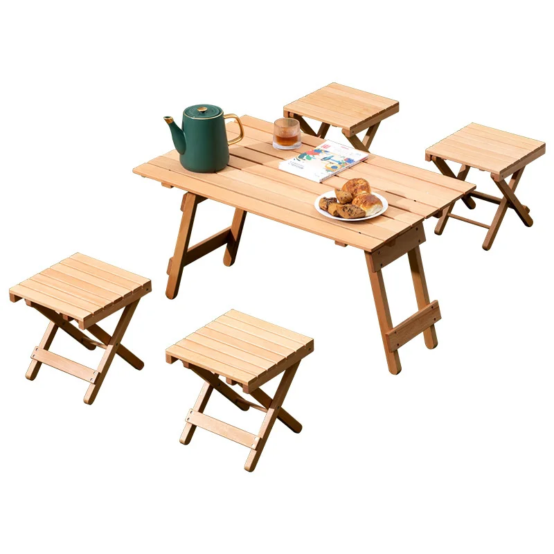 Beech Wood Camping Table Strong Firm Folding Picnic Table Garden Coffee Table Multiscene Suitable Outdoor Furniture