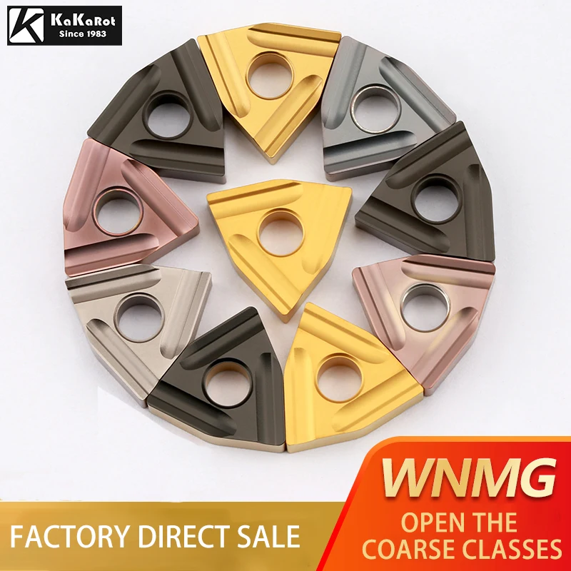 KaKarot 10PCS Carbide Insert WNMG080408R-S WNMG080404L-S High Quality For Steel Stainless Steel Turning Tool lathe Turning