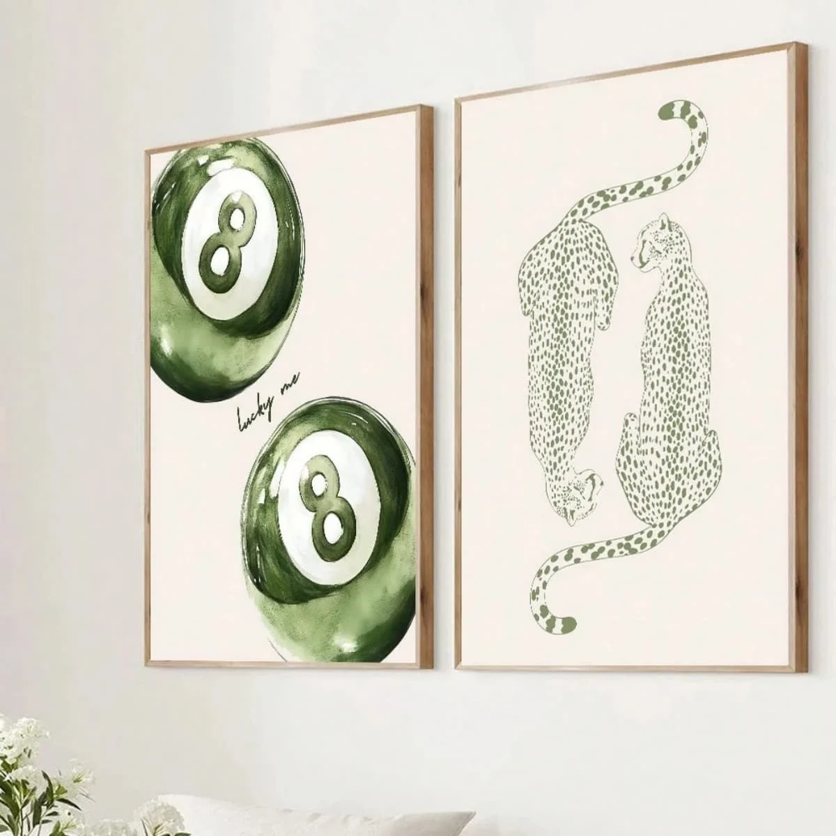 2pcs/set Sage Green Cheetah Leopard 