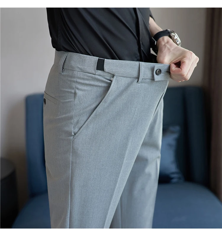 Männer Anzug Hose Herbst Elastische Taille Solide Slim Fit Kleid Hosen Business Casual Büro Sozialen Hosen Plus Größe 40 38 männer Kleidung – Detail 25