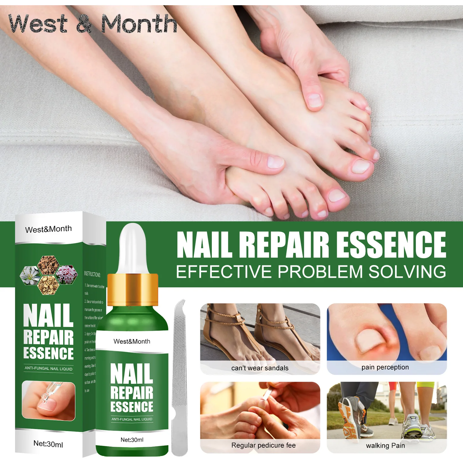 Nail Fungal Treatment Serum Anti Infection Gray Onychomycosis Removal Paronychia Whitening Toe Repairing Hand Foot Care Essence